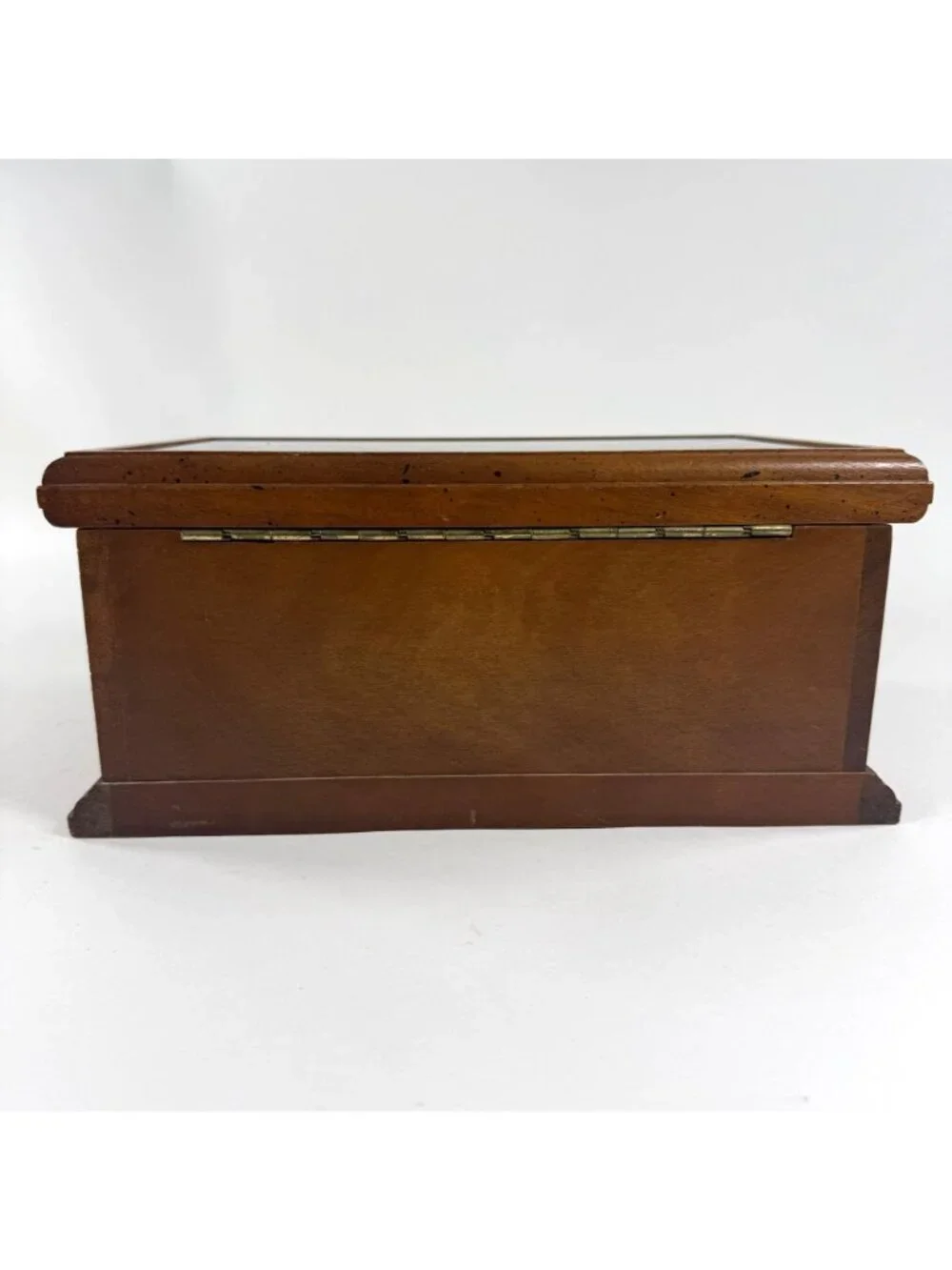 Vintage Montgomery Wards Wondercrafts Green Marble Top Wood Jewelry Box Drawer